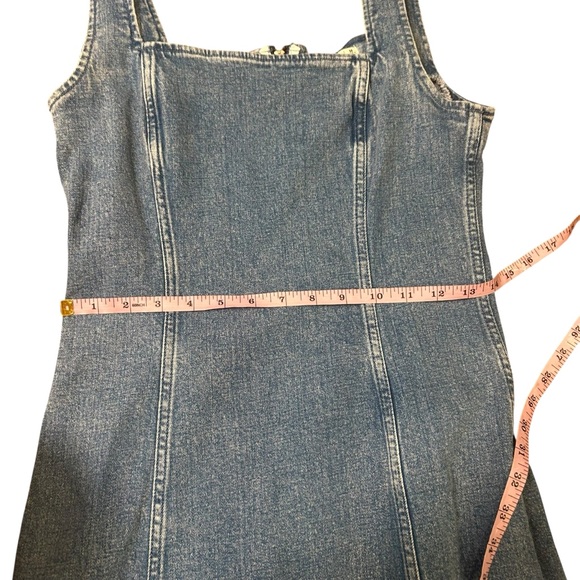 Abercrombie Denim Column Midi Dress size medium Jean sleeveless square neck - Picture 6 of 9
